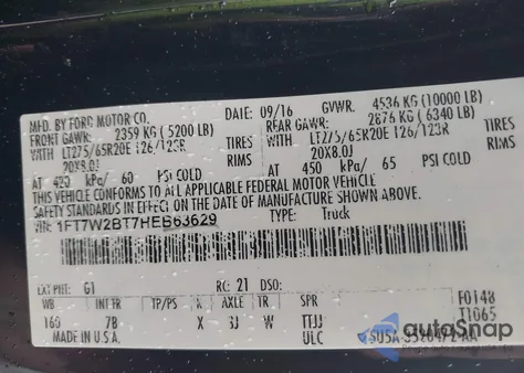 2017 Ford F-250 Platinum from USA, damaged, VIN 1FT7W2BT7HEB63629